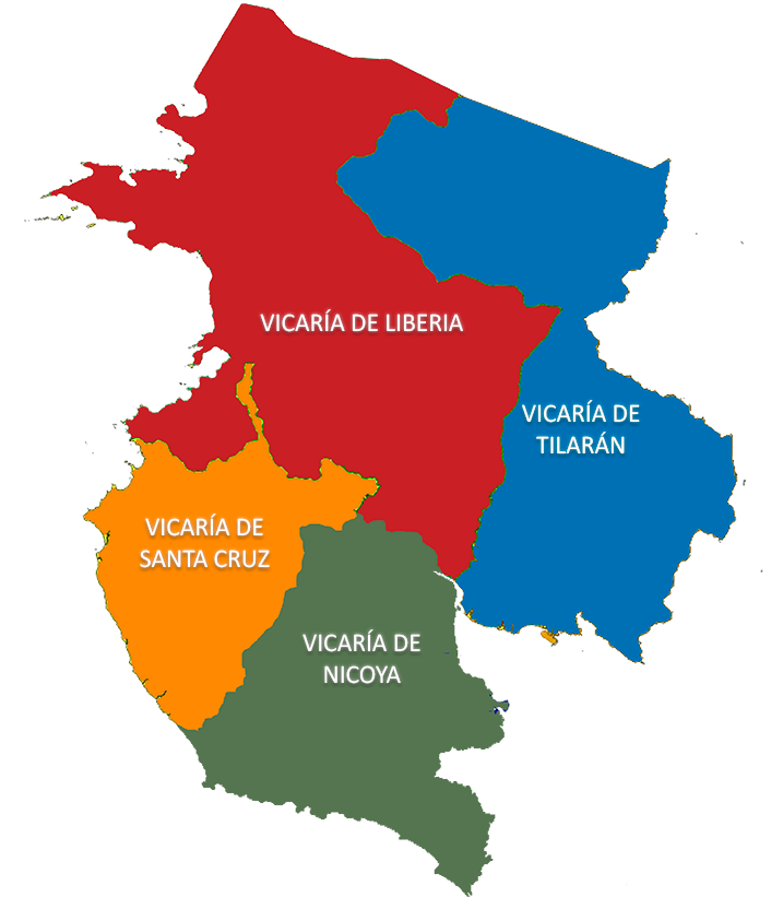 Mapa de Vicarías - Diócesis Tilarán-Liberia